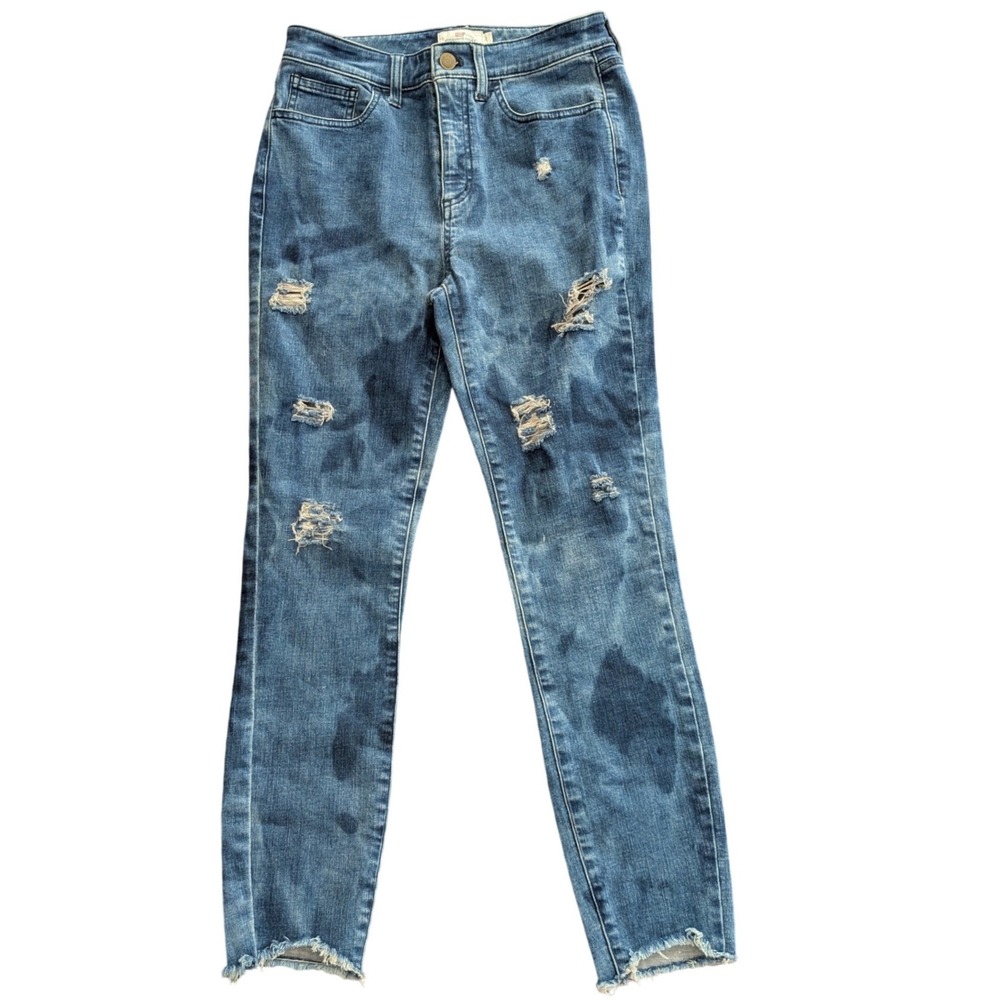 Vineyard Vines Womens Size 2 Distressed Skinny Jeans Cloud Wash Ripped‎ Raw Hem